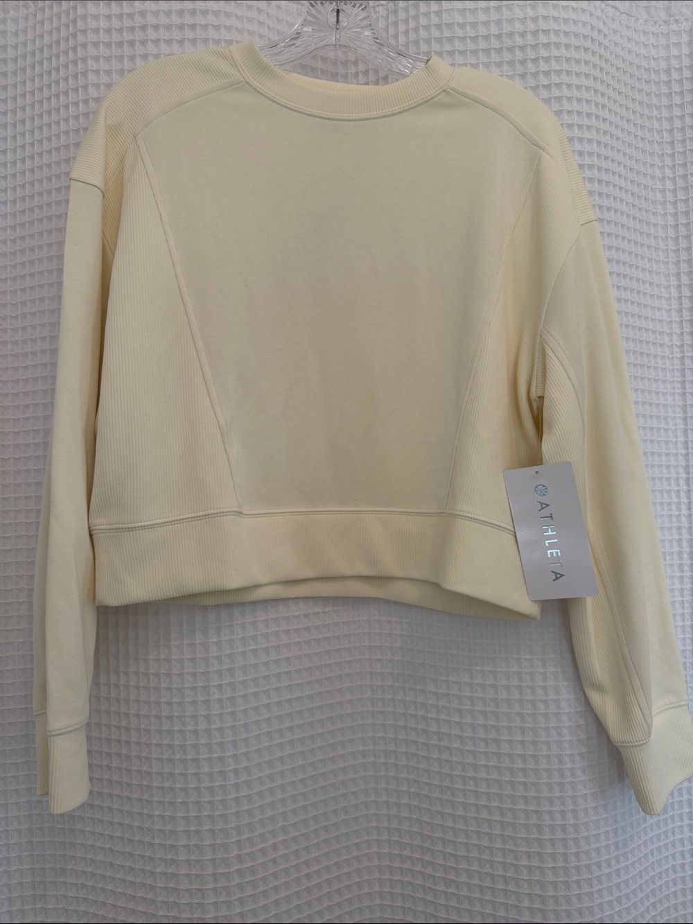 NEW UNWORN Athleta Seasoft Rib Crewneck Sweatshirt- soft yellow